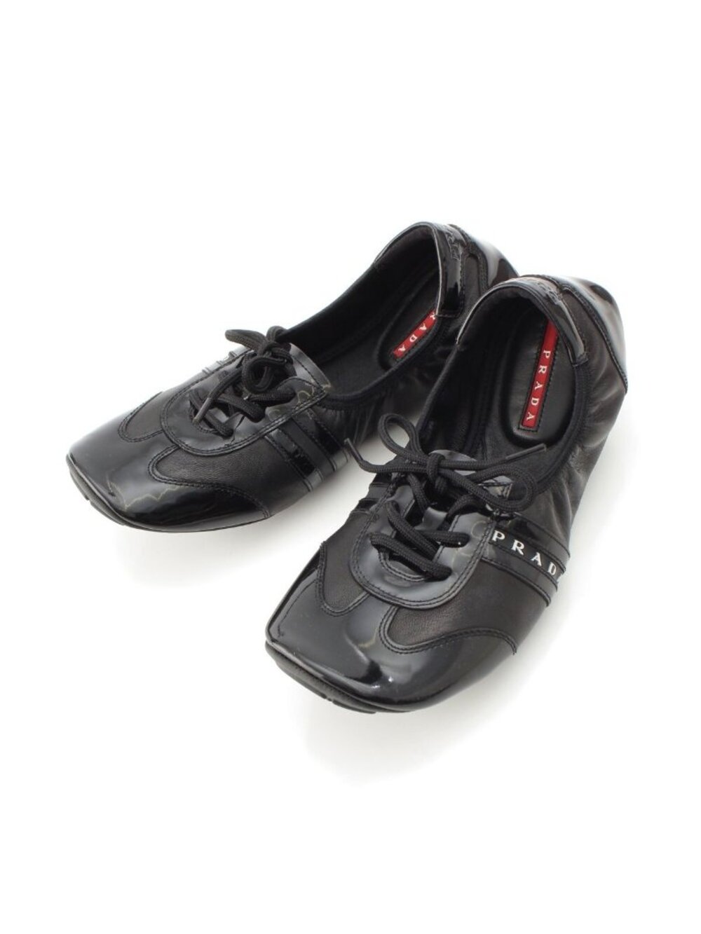 Prada Sports Leather Logo Driving Shoes Black